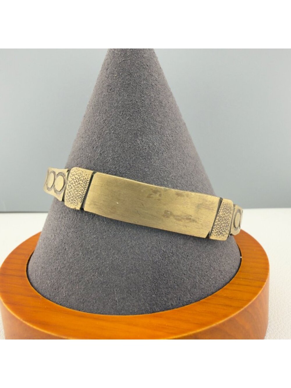 Vintage Brass Cuff Bangle Bracelet Etched Open Band 7.25" Boho Stackable
